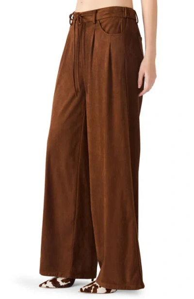 Steve Madden Alysia Faux Suede Drawstring Pants In Brown