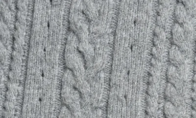 Isaac Mizrahi New York Embellished Puff Sleeve Cotton & Wool Blend Cable Sweater In Gray