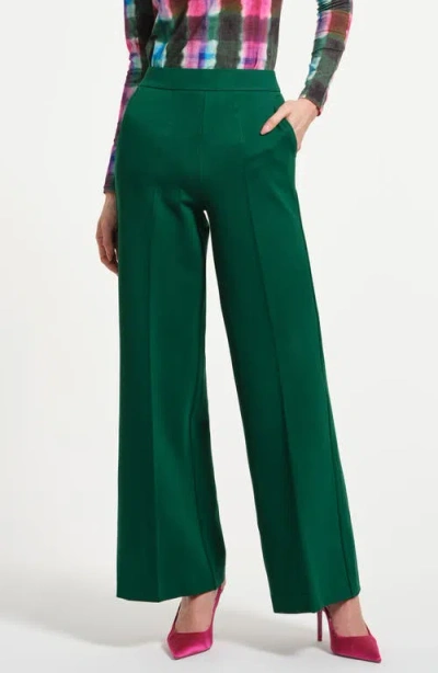 Isaac Mizrahi New York Wide Leg Ponte Pants In Green