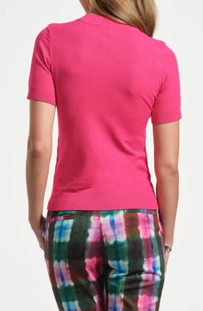 Isaac Mizrahi New York Mock Neck Short Sleeve Sweater In Red