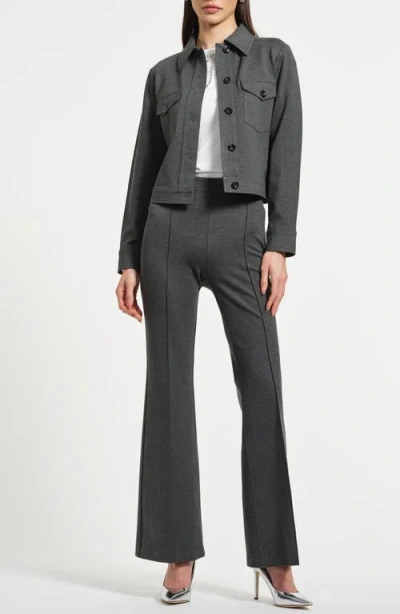 Isaac Mizrahi New York Crop Ponte Jacket In Gray