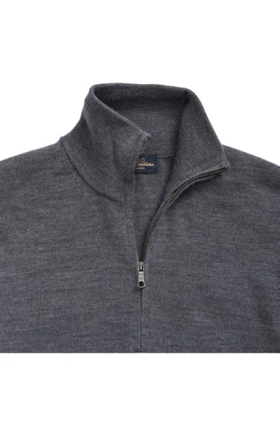 Brooks Brothers Fine Merino Wool Half-zip Sweater In Grey Heather