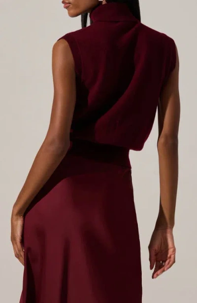 Astr The Label Avah Turtleneck Wool Blend Sweater Vest In Burgundy