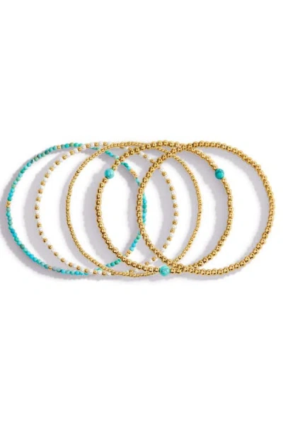Mint & Lily Turquoise Beaded Stacking Set Bracelet In Gold