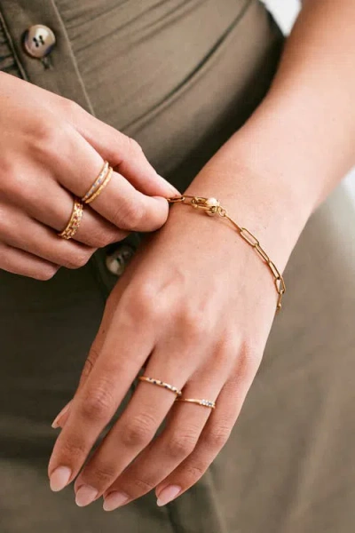 Mint & Lily Paperclip Bracelet With Pearl Accent In Gold