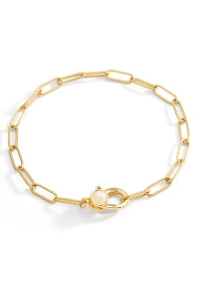 Mint & Lily Paperclip Bracelet With Pearl Accent In Gold