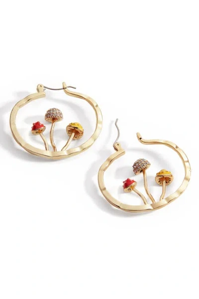 Mint & Lily Boho Mushroom Hoop Earrings In Gold