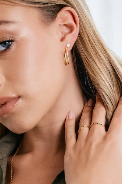 Mint & Lily Retro Box Huggie Hoop Earrings In Gold