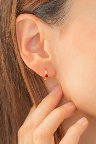 Mint & Lily Single Stone Birthstone Huggie Hoop Earrings