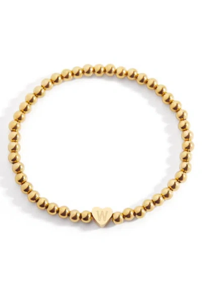 Mint & Lily Gold Beaded With Heart Initial Bracelet In White