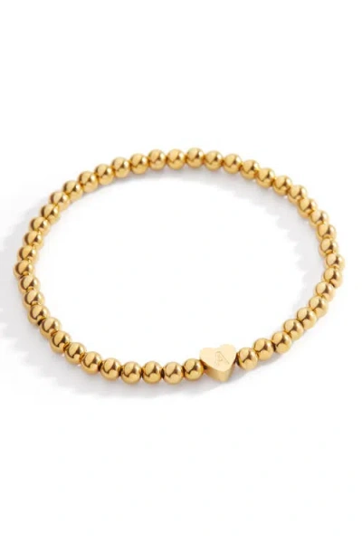 Mint & Lily Gold Beaded With Heart Initial Bracelet In Black