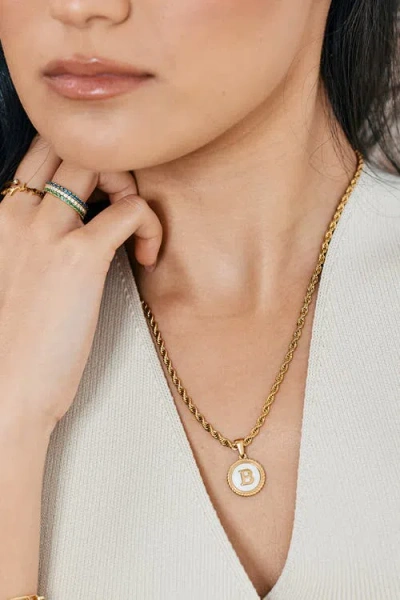 Mint & Lily Mother Of Pearl Disc Letter With Rope Chain Necklace