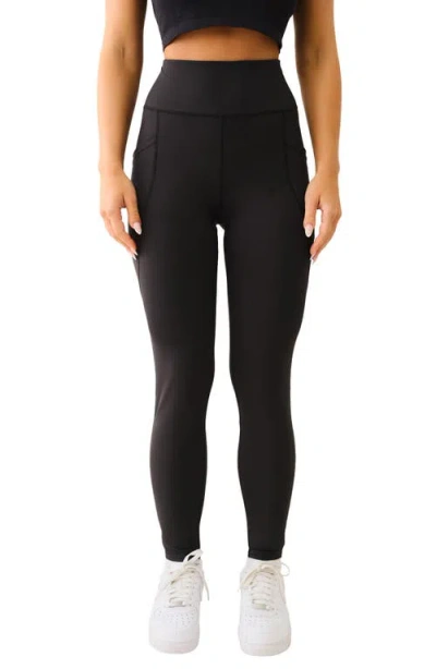 True Religion High Waist Performance Ankle Leggings In Black