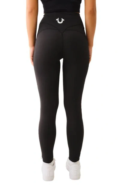 True Religion High Waist Performance Ankle Leggings In Black