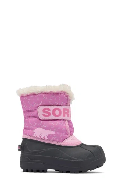 Sorel Kids' Snow Commander Insulated Waterproof Boot In Pink