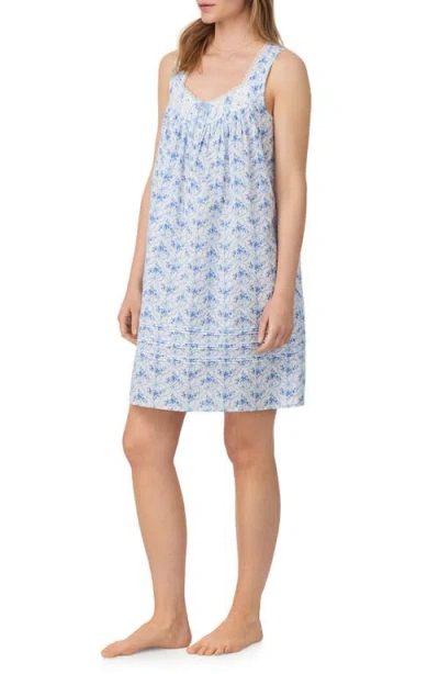 Eileen West Short Cotton Chemise In Blue
