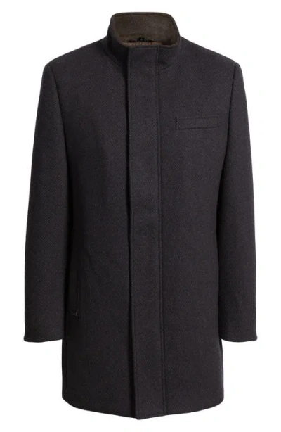 Hart Schaffner Marx Genoa Wool Blend Twill Coat In Black