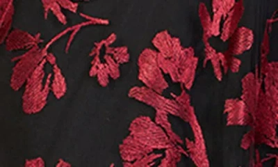 Js Collections Fauna Floral Embroidered Flutter Sleeve Gown In Multi