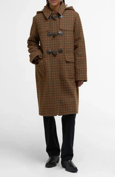 Barbour Melody Houndstooth Check Wool Blend Duffle Coat In Multi