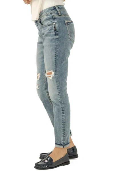 Silver Jeans Co. Women's Girlfriend Mid Rise Skinny Leg Jeans In Blue