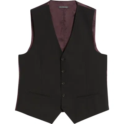 Jack Victor Owen Five-button Stretch Wool Vest In Black