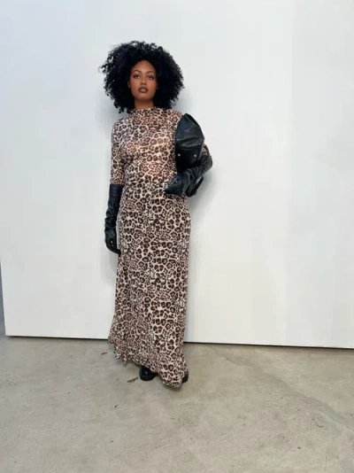 Baacal Mesh Mock Turtleneck In Brown