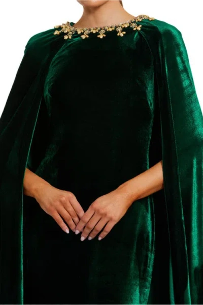 Mac Duggal 68977 Long Formal Mother Of The Bride Velvet Dress In Green