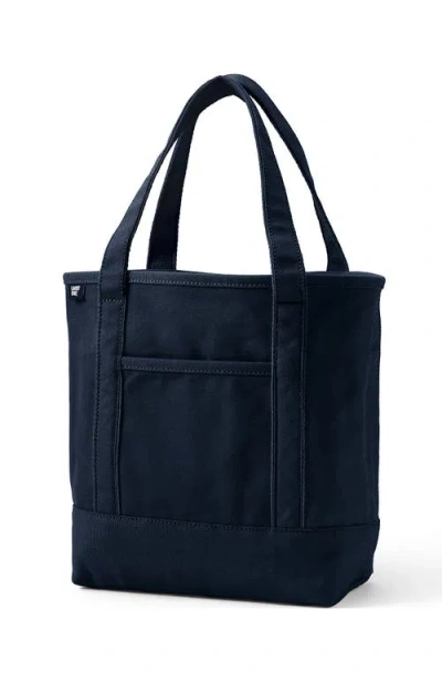 Lands' End Open Top Long Handle Canvas Tote Bag In Blue