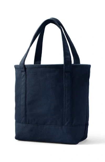 Lands' End Open Top Long Handle Canvas Tote Bag In Blue