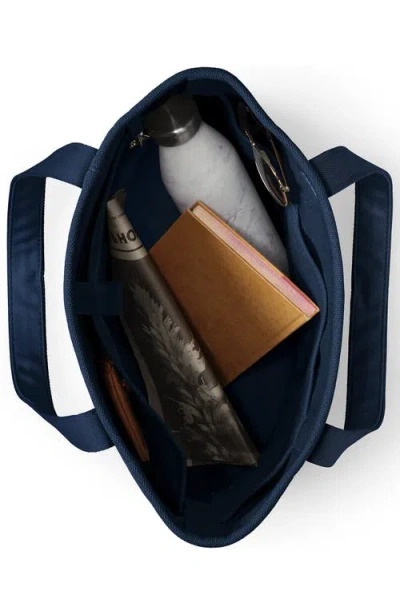 Lands' End Open Top Long Handle Canvas Tote Bag In Blue