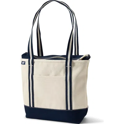 Lands' End Open Top Long Handle Canvas Tote Bag In Neutral
