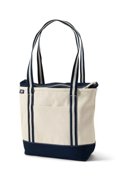 Lands' End Open Top Long Handle Canvas Tote Bag In Neutral