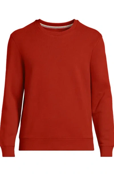Lands' End Long Sleeve Serious Sweats Crewneck Sweatshirt In Red