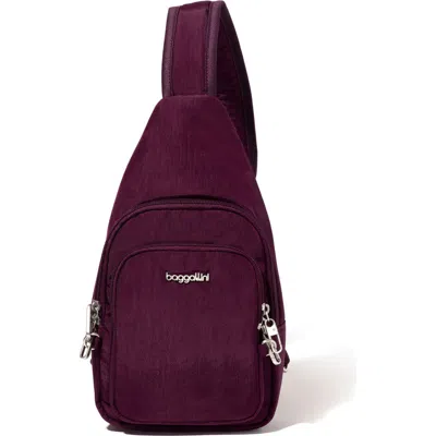Baggallini The Travel Smart Edit Securtex Anti Theft Daytripper Sling Bag In Purple