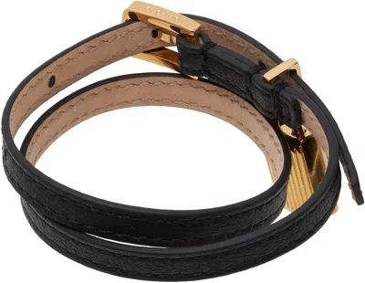 Tom Ford Padlock Leather Bracelet Accessories In Black