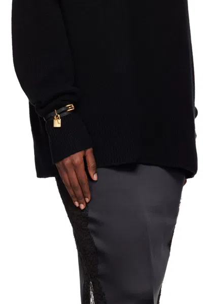 Tom Ford Padlock Leather Bracelet Accessories In Black