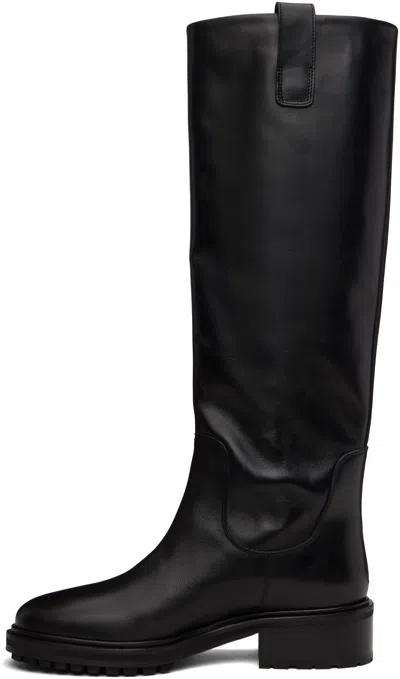 Aeyde Leather Henry Knee-high Boots 45 In Black