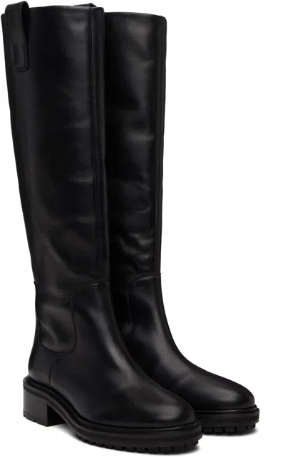 Aeyde Leather Henry Knee-high Boots 45 In Black