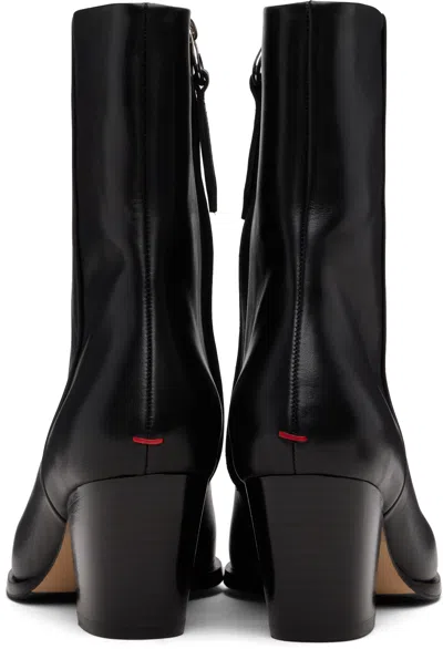 Aeyde Ankle Leather Boots Block Heel In Black