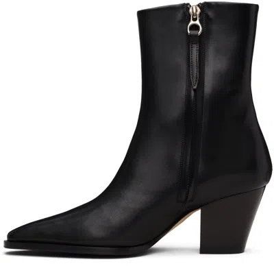 Aeyde Ankle Leather Boots Block Heel In Black