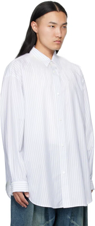 Hed Mayner Cotton Poplin Pinstriped Oversized Shirt In White