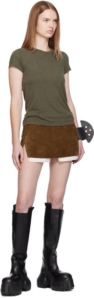 Rick Owens Brown Concordians Fog Cutoff Suede Miniskirt In Brown