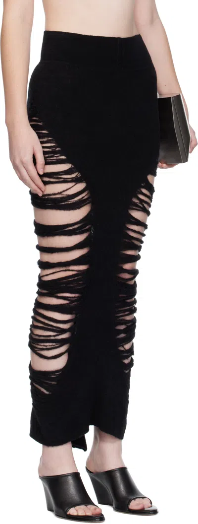 Rick Owens Black Concordians Calf Dauphine Midi Skirt In Black