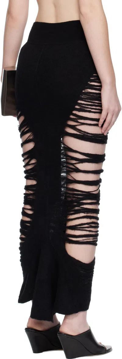 Rick Owens Black Concordians Calf Dauphine Midi Skirt In Black