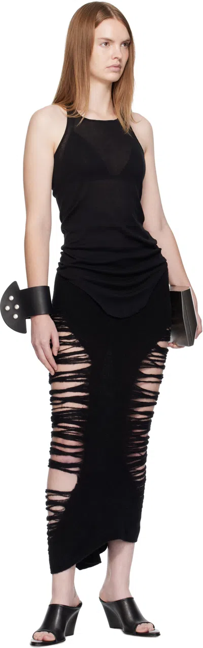 Rick Owens Black Concordians Calf Dauphine Midi Skirt In Black