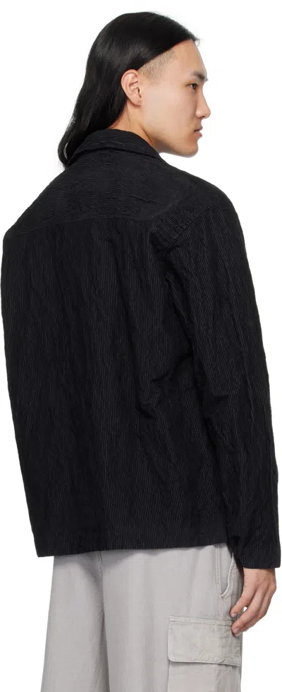 Stone Island Black 1200020 Wrinkled Corduroy 500-tc Jacket In Black