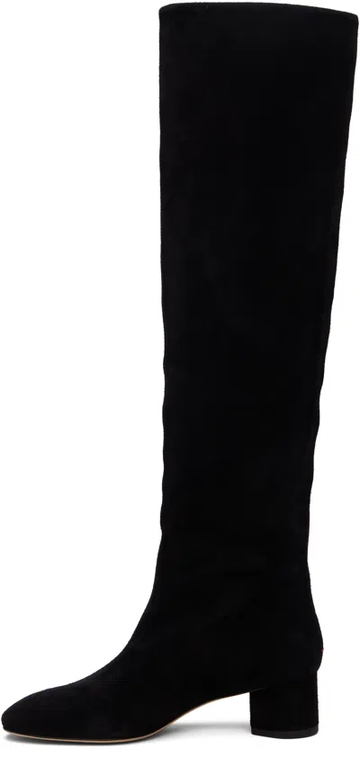 Aeyde Suede Block Heel Over-the-knee Boots In Black