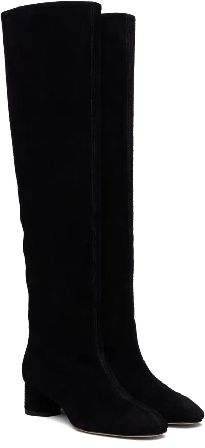 Aeyde Suede Block Heel Over-the-knee Boots In Black