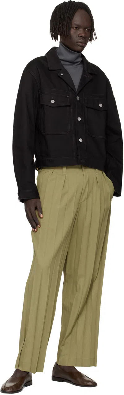 Issey Miyake Pleated Edge Ensemble Trousers In Green