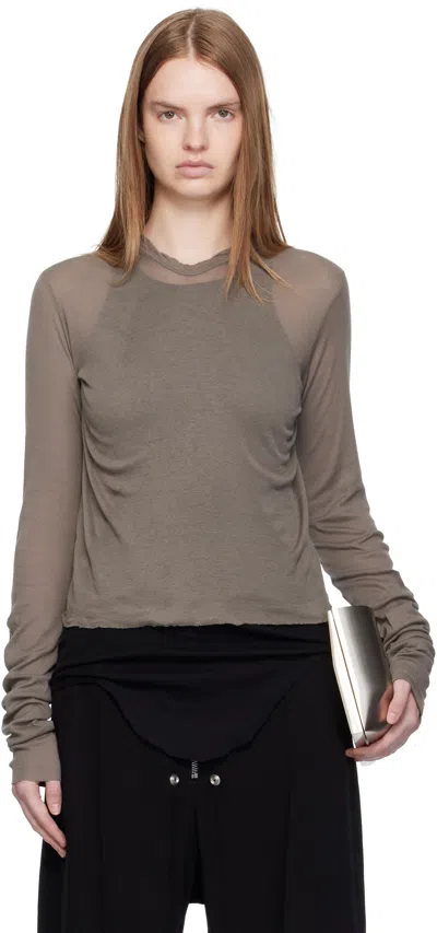 Rick Owens Gray Concordians Cropped Rib Ls Hoodie In Multi